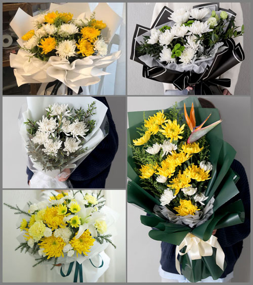 山东莱芜莱城区苗山镇苗山二村白事花束代送